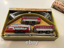 Vacation Express Train Set Battery Operated Tin Toy Orig. Box Working MINT