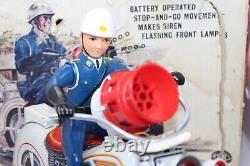 Very Nice Large Modern Toys Tin Battery Operated Siren Patrol Motorcycle In Box