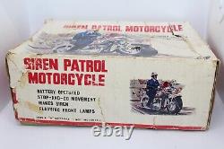 Very Nice Large Modern Toys Tin Battery Operated Siren Patrol Motorcycle In Box