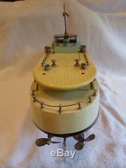 Very Rare 24 Ito Japanese Battery Operated Wood Toy Boat For Sale