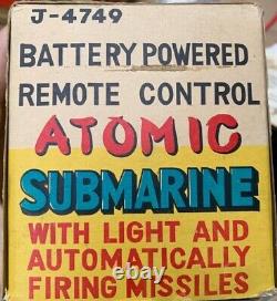 Very Rare Early 1960's Marx Battery Operated Atomic Tin Submarine w Original Box