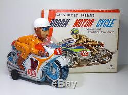 Very Rare Vintage Tin Bandai 4106 # Big BRRRN RACING MOTOR CYCLE with Orig. Box