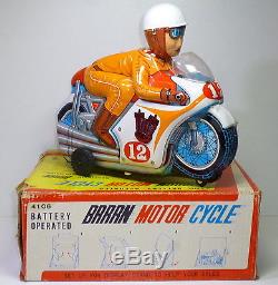 Very Rare Vintage Tin Bandai 4106 # Big BRRRN RACING MOTOR CYCLE with Orig. Box