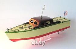 Vintage 1950's 16 ITO Toy Wood Cabin Cruiser Boat Battery Operated Nautical