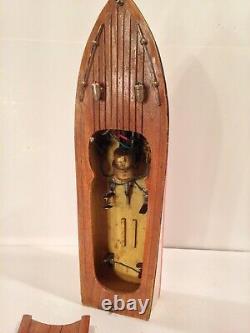 Vintage 1950's 60's Battery Operated Toy Wood Boat LOOK & READ