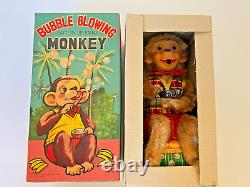 Vintage 1950's ALPS BUBBLE BLOWING MONKEY Battery Operated Toy with Box JAPAN