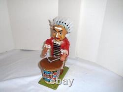 Vintage 1950's Battery Operated Brave Eagle Drummer in the Box Working