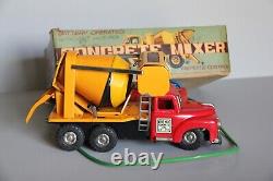 Vintage 1950's LINEMAR Concrete Mixer Battery Operated Toy Truck with Box