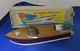 Vintage 1950's Wooden 12 Boat With Electric Motor Marked Japan On Boat & Motor