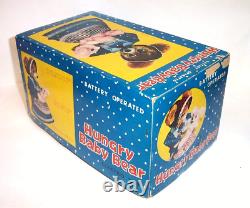 Vintage 1950's Yonezawa Hungry Baby Bear Tin Litho Toy Y Co. Japan NICE