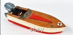 Vintage 1950s JAPAN Toy Battery Operated Outboard Motor & Wood Power Boat