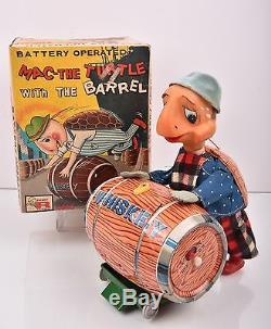Vintage 1950s Japan Battery Op Mac The Turtle with Barrel-Yonezawa in Box