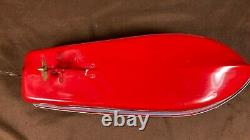 Vintage 1950s Tin Model Speed Boat Toy Pond Boat Battery Operated Motor with Box