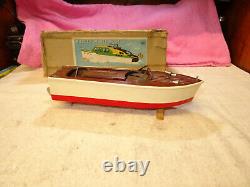 Vintage 1955 Rico Wooden Model Battery Operated Speed Boat W Box Japan