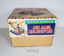 Vintage 1960's Battery Operated Air Mail Helicopter In Original Box Yoshiya Toys