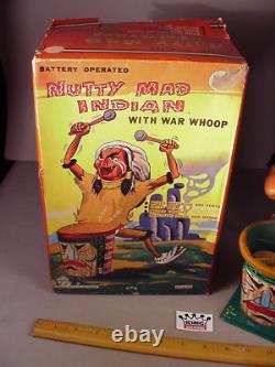 Vintage 1960's Marx Nutty Mad Indian Battery operated Toy in Box Japan AS IS