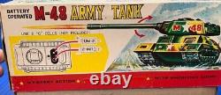 Vintage 1960's Nomura Battery Op. Tin M-48 Army Tank New Old Stock Japan