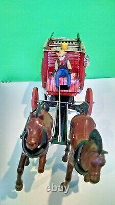 Vintage 1960's Talking Stage Coach Japanese Tin Toy, Battery Operated Yonezawa