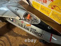 Vintage 1960s GRUMMAN Tin Litho F111A JET FIGHTER Airplane Toy in Original Box