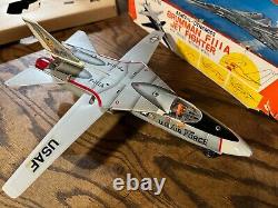 Vintage 1960s GRUMMAN Tin Litho F111A JET FIGHTER Airplane Toy in Original Box