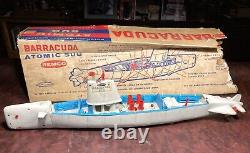 Vintage 1960s Remco Barracuda 578 Motorized Atomic Nuclear Sub Submarine With Box