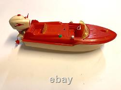 Vintage 1967 Battery Operated Toy Model Boat & Motor 14 Yugoslavia Mehanotehnik