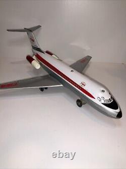 Vintage 1970's TN BATTERY OPERATED PLANE DOUGLAS DC-9 TWA Working WithBox Japan