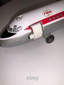 Vintage 1970's TN BATTERY OPERATED PLANE DOUGLAS DC-9 TWA Working WithBox Japan