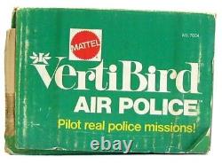 Vintage 1973 Mattel VertiBird Air Police Pursuit Flying Helicopter withBox Works