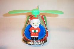 Vintage Alp's Santa Claus'Copter Helicopter Mint Tin Litho Christmas Toy Japan