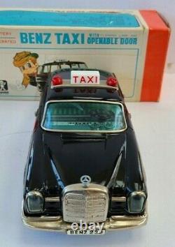 Vintage Bandai Benz Taxi Battery Operated Mercedes Car Japan With Box Works