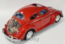Vintage Bandai Volkswagen Beetle Red Battery Operated Bump & Go 15 Very Nice