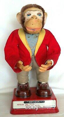 Vintage Battery-Operated HY QUE MONKEY Tin Litho, c1960s TN Company Japan Works