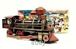 Vintage Battery Operated Mystery Action Smoking Pop Locomotive Tin Train