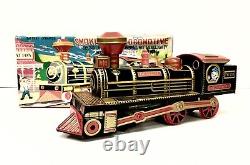 Vintage Battery Operated Mystery Action Smoking Pop Locomotive Tin Train