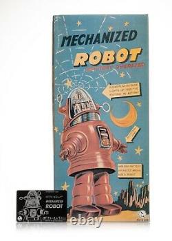 Vintage Battery Operated Robbie Robot Silver with Box by Osaka Tin Toy Institute