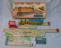Vintage Battery Operated Shuttling Freight Train Excellent Working Original Box