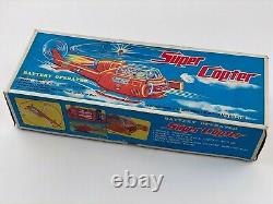 Vintage Battery Operated Super Copter Helicopter Toy Taiwan with Original Box