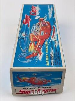 Vintage Battery Operated Super Copter Helicopter Toy Taiwan with Original Box