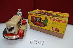 Vintage Battery Operated T. N Japan Made #1200 Tractor/ Robot Driver WithO/Box