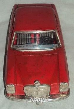 Vintage Battery-Operated Tin Plate Toy Car Mercedes Taiyo Japan Table Toy