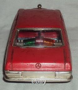 Vintage Battery-Operated Tin Plate Toy Car Mercedes Taiyo Japan Table Toy
