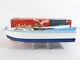 Vintage Blue & White Cabin Wooden Battery Speed Boat Japan Union 12.5 + Box