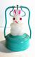 Vintage Bunny Rabbit Lantern Milk Glass/clambroth 1950's Amico Mini Lamp Works