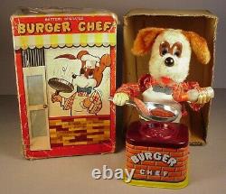 Vintage Burger Chef Battery Operated Toy 1950's Tin litho Japan Yonezawa in box