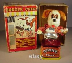 Vintage Burger Chef Battery Operated Toy 1950's Tin litho Japan Yonezawa in box