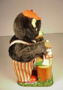 Vintage Coffee Loving Bear Battery Operated Toy 1950's Tin litho Japan