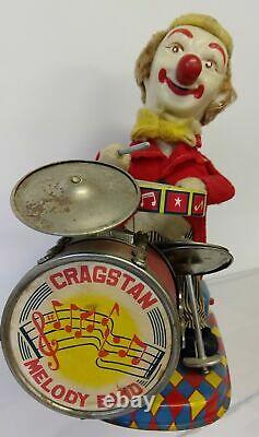 Vintage Cragstan Battery Operated 1950-60's Clown Drummer 10