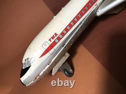 Vintage Cragstan Japan TWA Boeing 707 Battery Operated 18 Tin Toy READ DESC