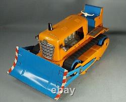 Vintage DDR MSB German Crawler Tractor Caterpillar Bulldozer Tin Toy Battery Op